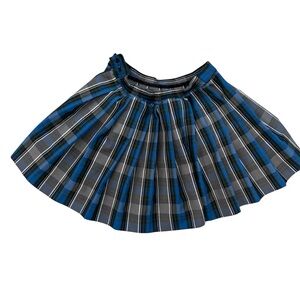 Chic Blue and Gray Plaid A-Line Uniform Skirt